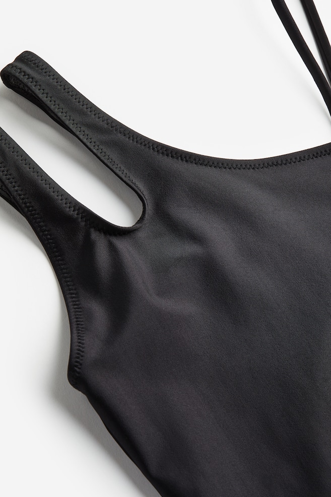 Asymmetric swimsuit - Black/Sage green - 2