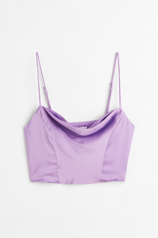 Satin corset top - Light purple/Cerise - 1