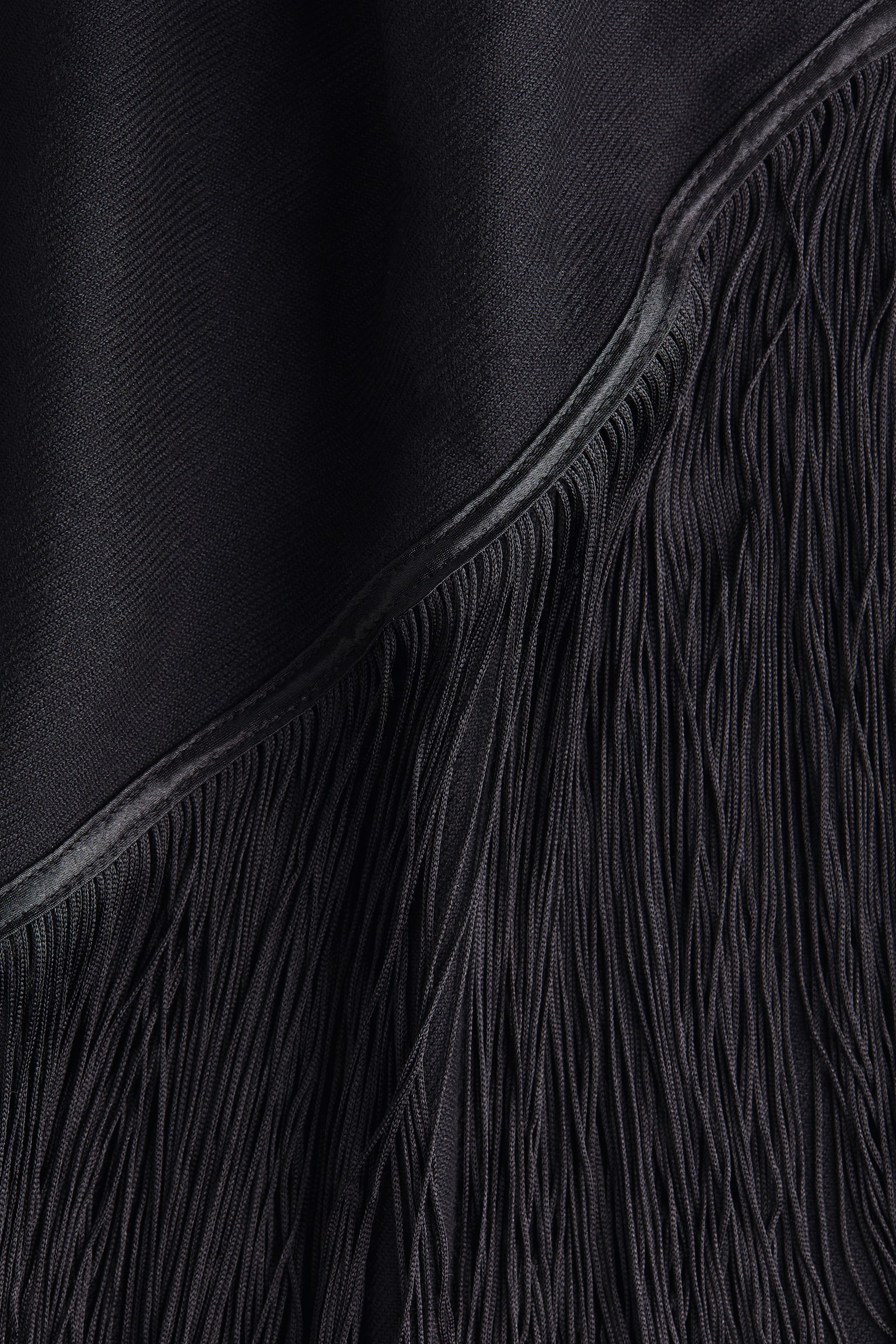 Fringe-trimmed scarf - Black/Cream - 2
