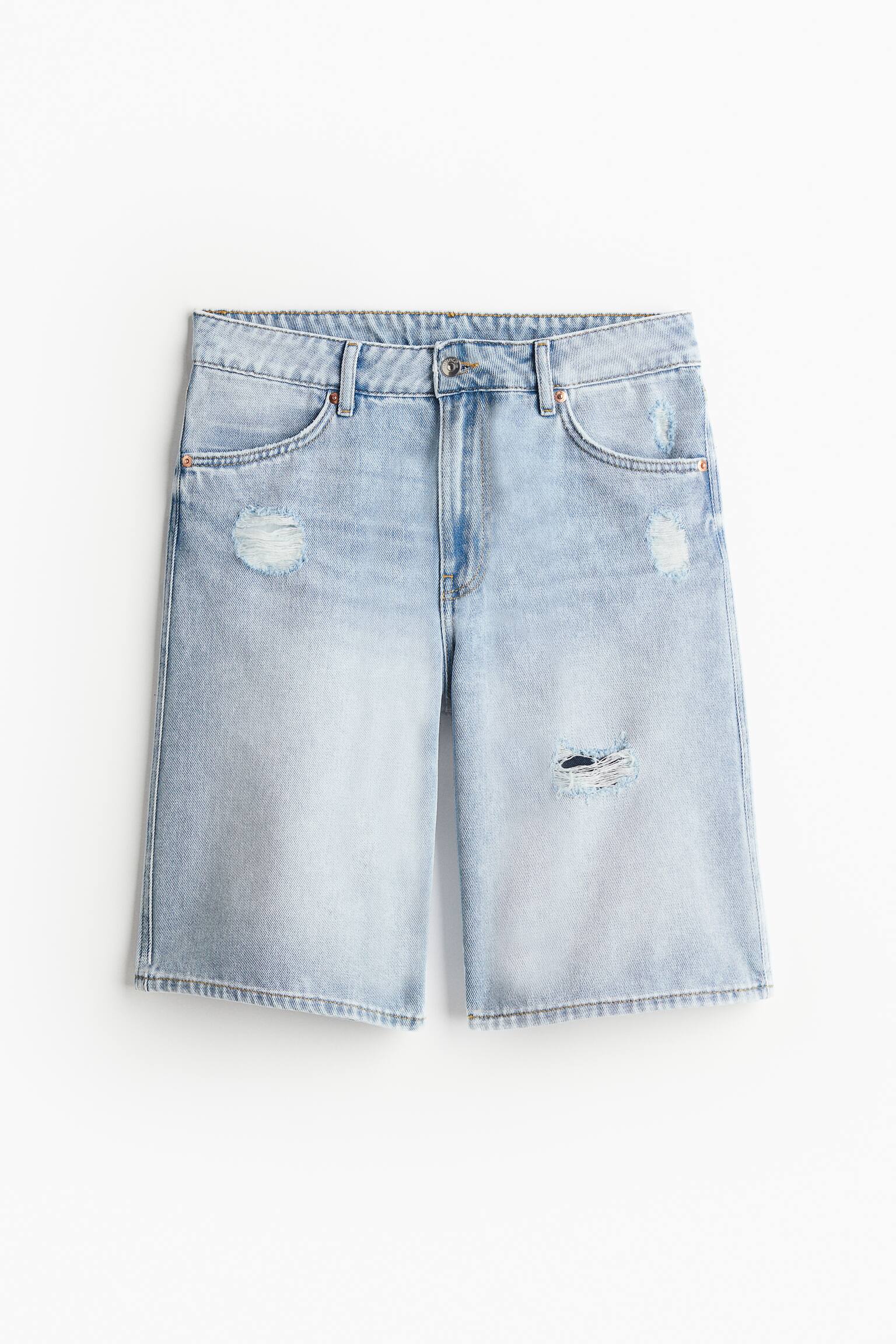 Bermuda Low Denim shorts - Light denim blue/Black/White - 2