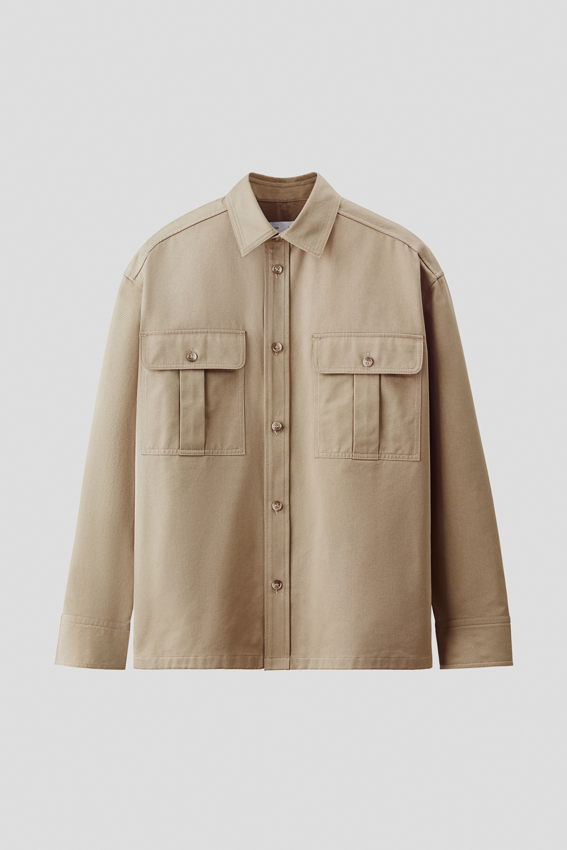 Cotton Twill Utility Overshirt - Beige