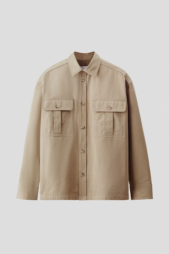 Мужские топы H&M Cotton Twill Utility Overshirt