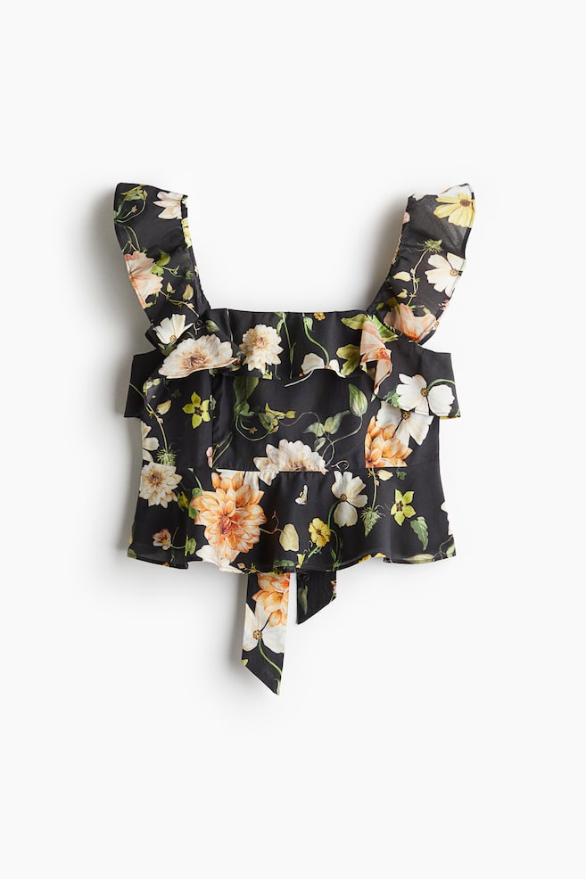 Peplum Top - Black/floral - 1