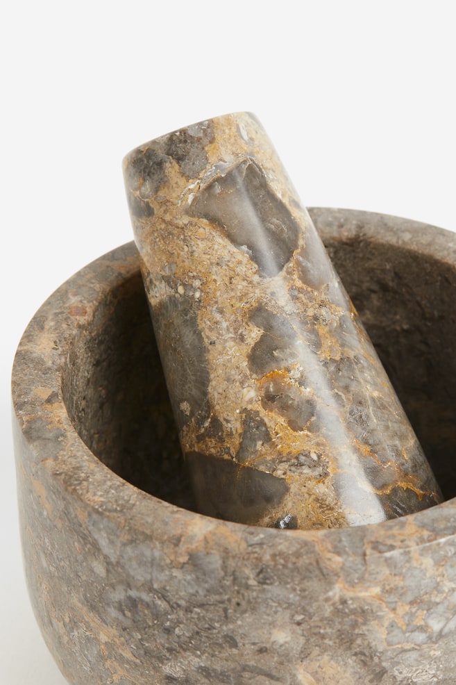 Marble mortar and pestle - Grey - 3