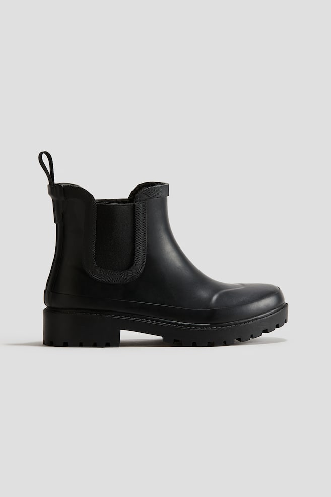 Fleece-Lined Rubber Boots - Black - 1