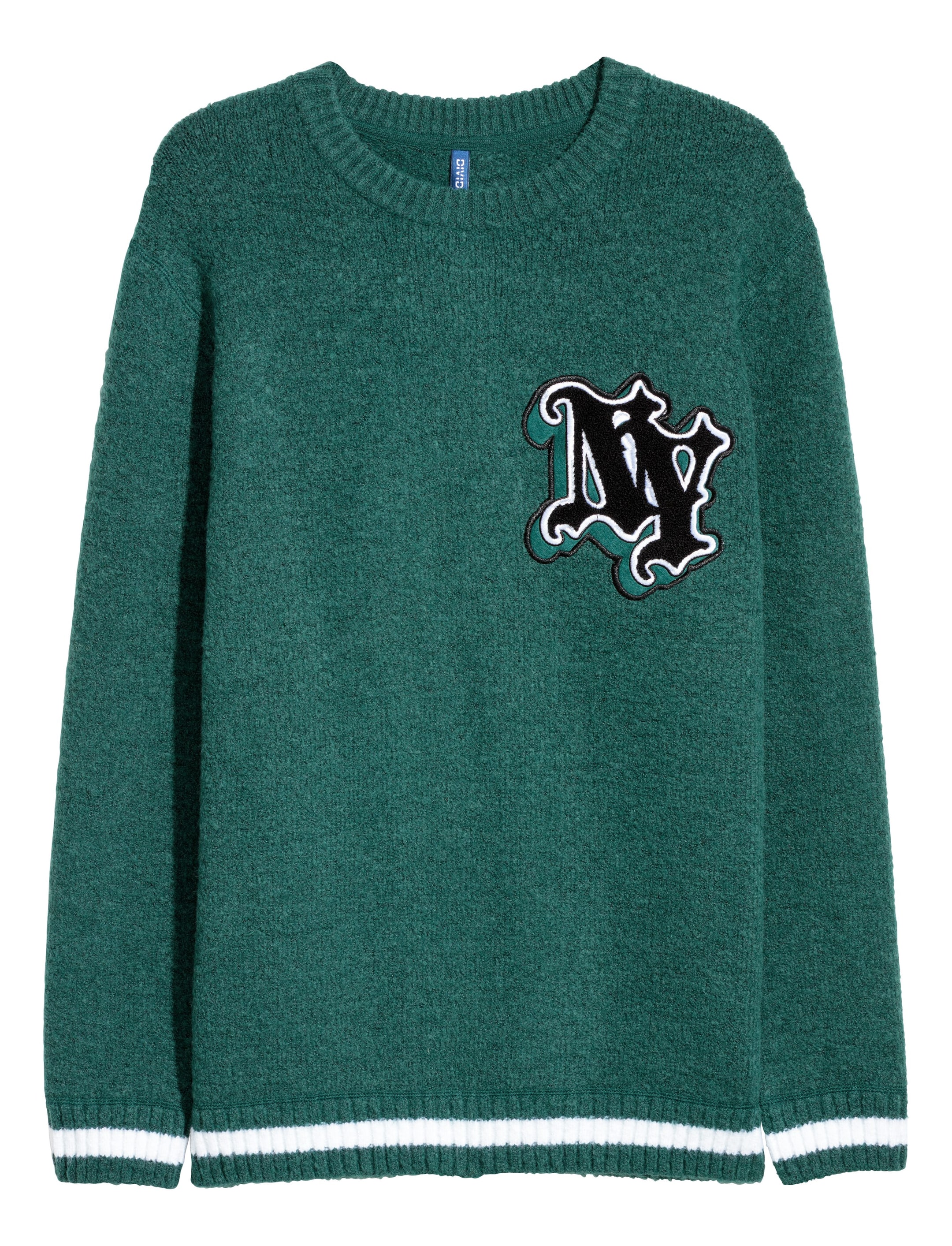 Ver imagen más grande: Jersey de punto con bordado - Verde oscuro - HOMBRE | H&M ES 1