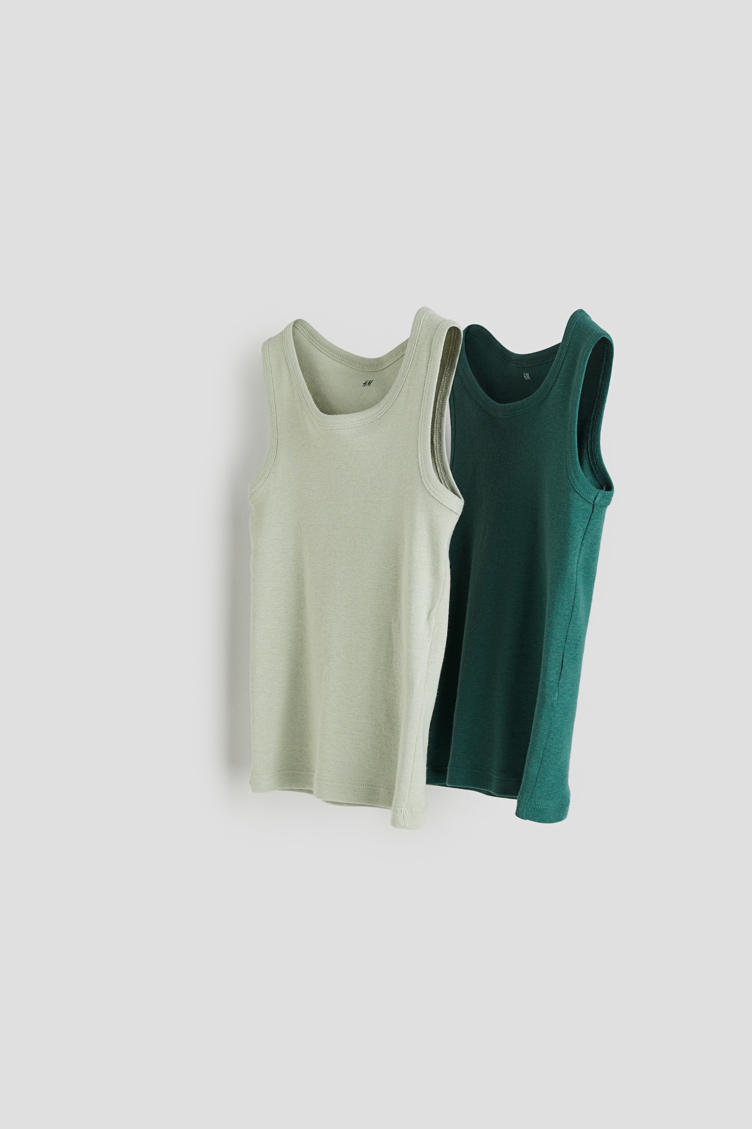 3-pack vest tops - White/Light green/Green/White/Navy blue - 5