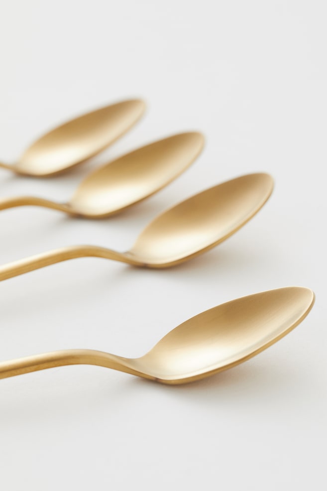 4-pack teaspoons - Gold-coloured/Matt/Black/Matt/Gold-coloured/Polished/Silver-coloured/Matt - 2