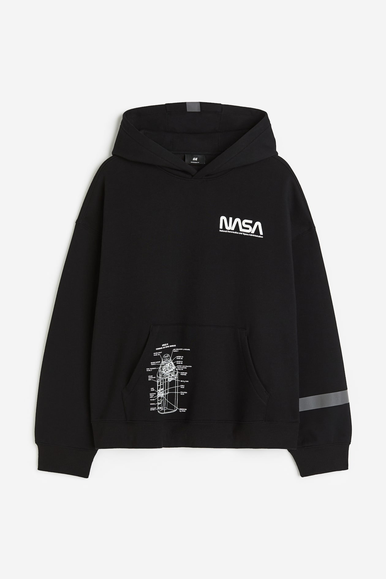 Oversized Fit Printed hoodie Black/NASA Men H&M IN