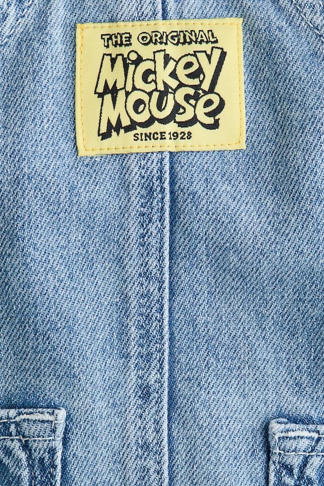 Overall Shorts with Embroidered Details - Denim blue/Mickey Mouse - 3
