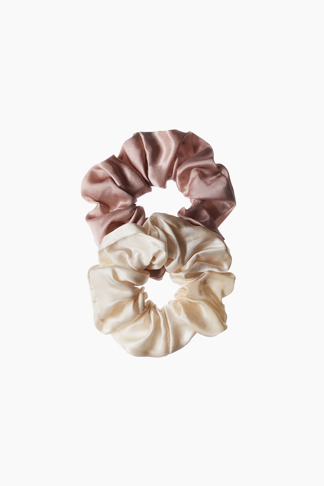 Elastici arricciati in seta 2 pezzi - Rosa polvere - 1