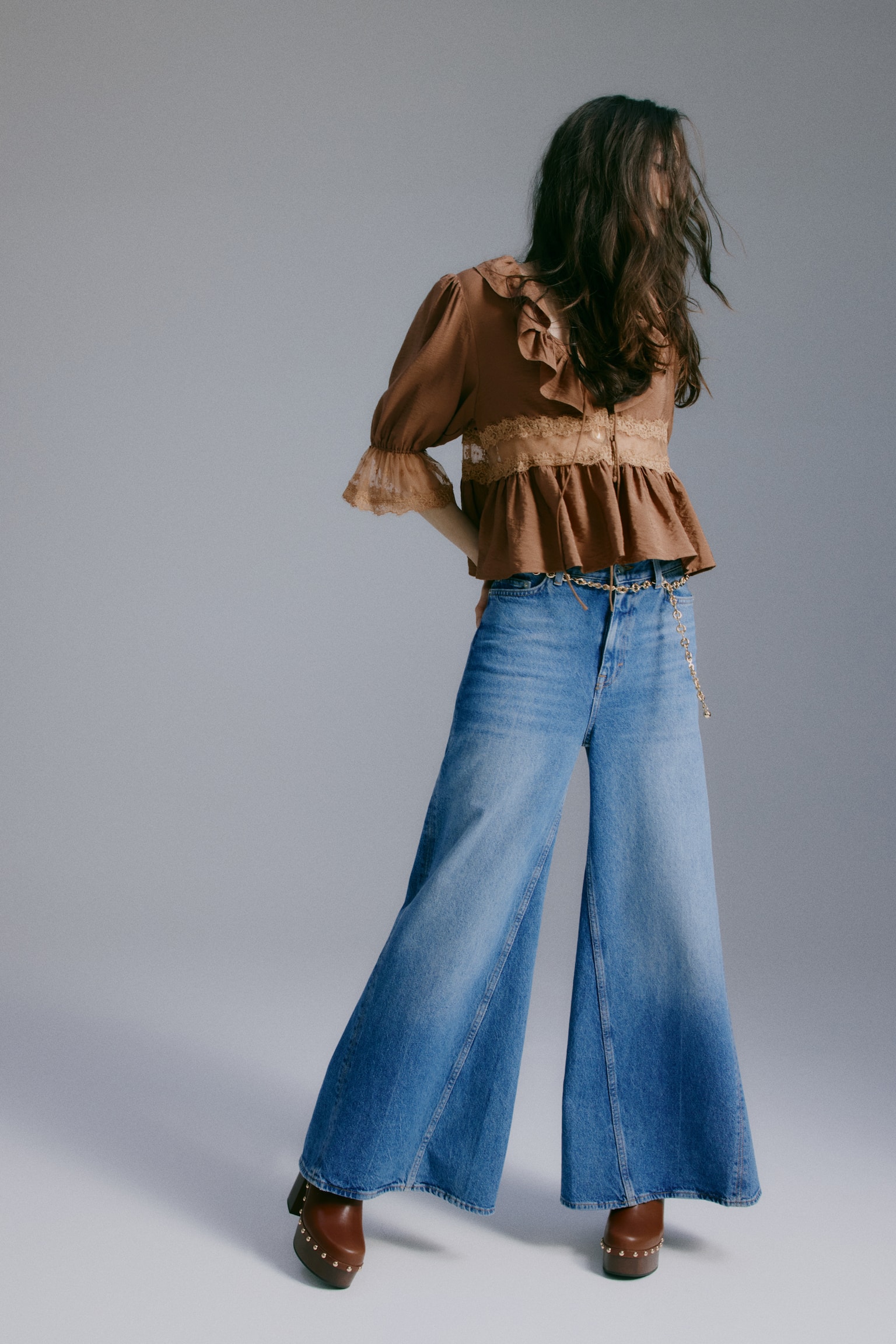 Lace-detail blouse - Brown/Light beige - 5