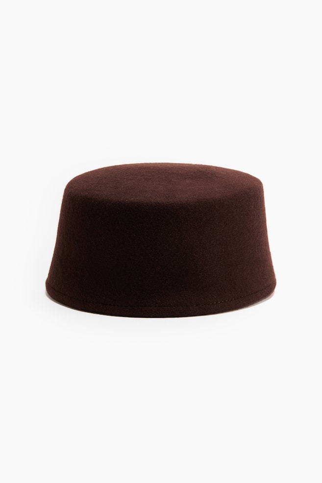 Hat i uld - Mørkebrun/Sort - 1