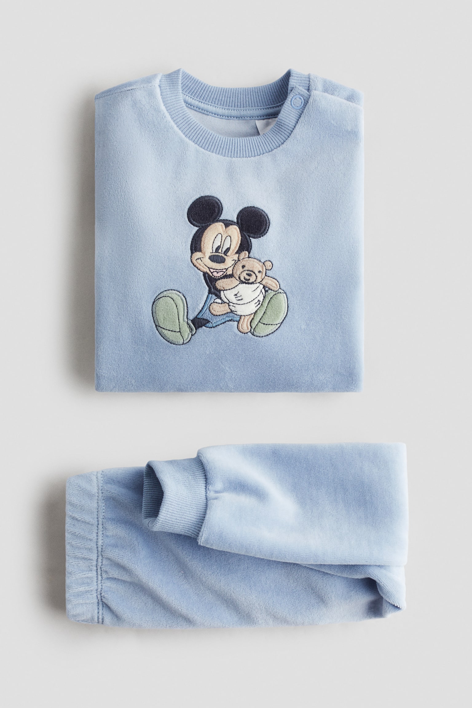 Vzorované velurové pyžamo - Bleděmodrá/Myšák Mickey/Světle broskvová/Myška Minnie/Bílá/Hello Kitty/Tlumená fialová/Bambi/Světle tyrkysová/Miffy - 2