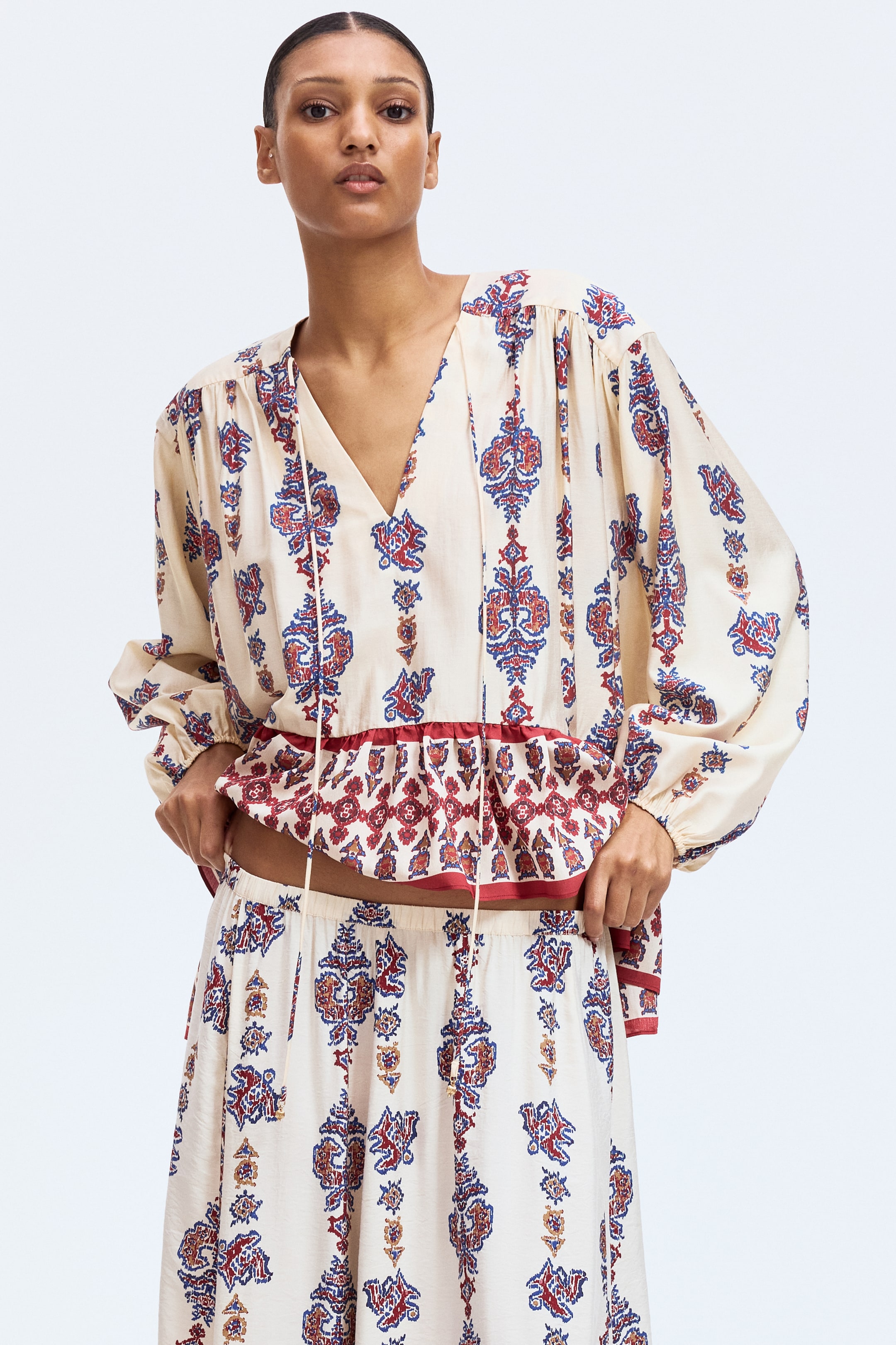 View larger image: Flared skirt - Light beige/Patterned - Ladies | H&M IN 2