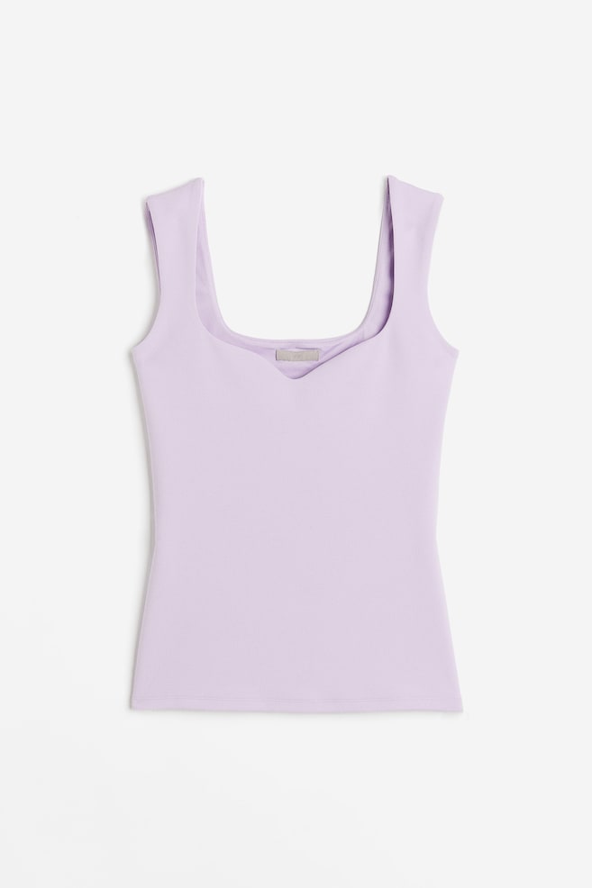 Sweetheart-neck top - Light purple/White - 2