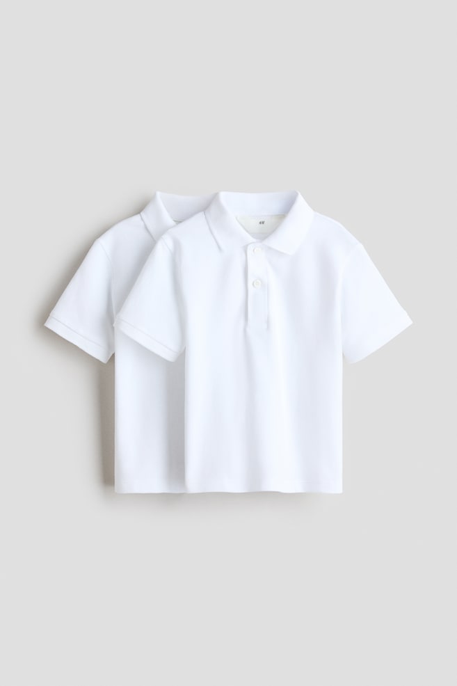 2-pack school polo shirts - White/Light blue - 1