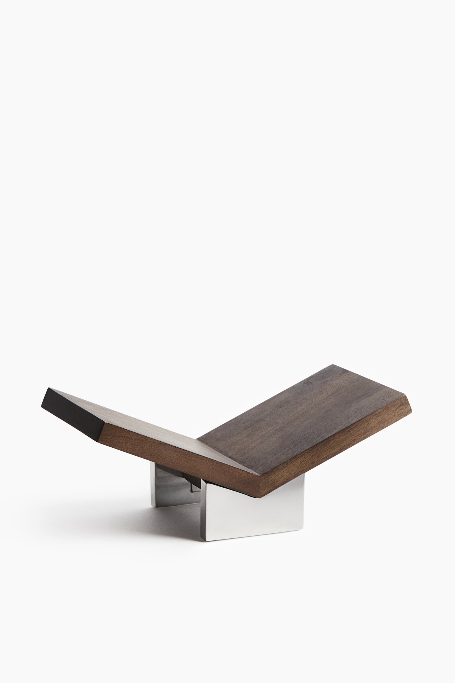 Wooden book stand - Brown/Silver-coloured