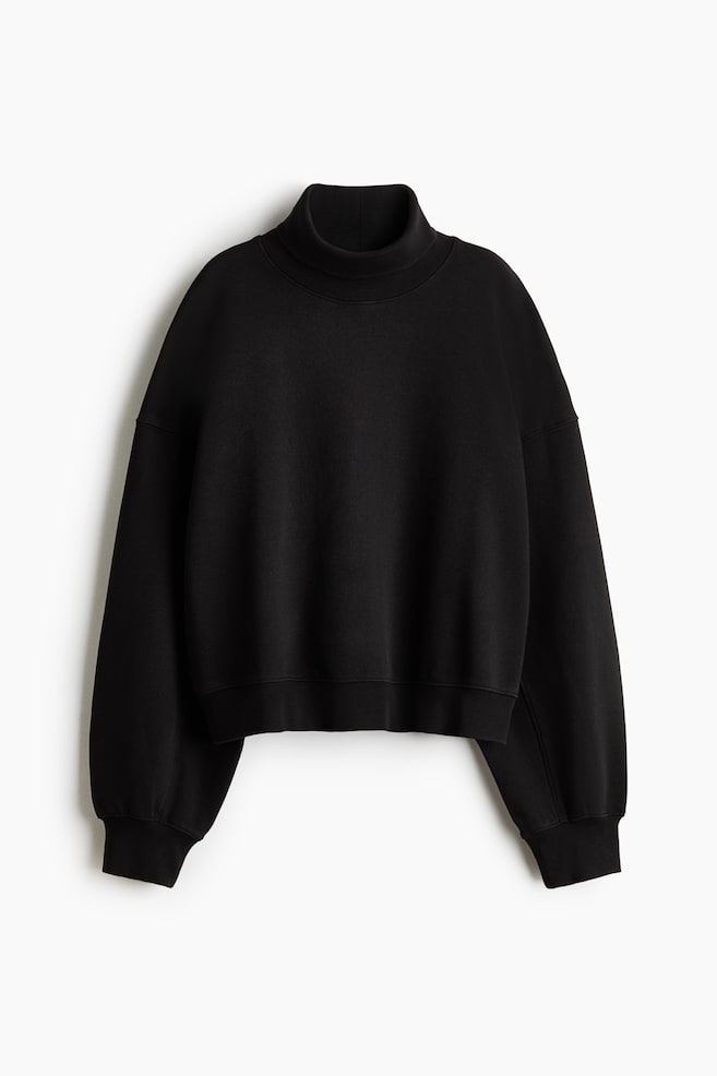 Sudadera de algodón con cuello alto - Negro - 1
