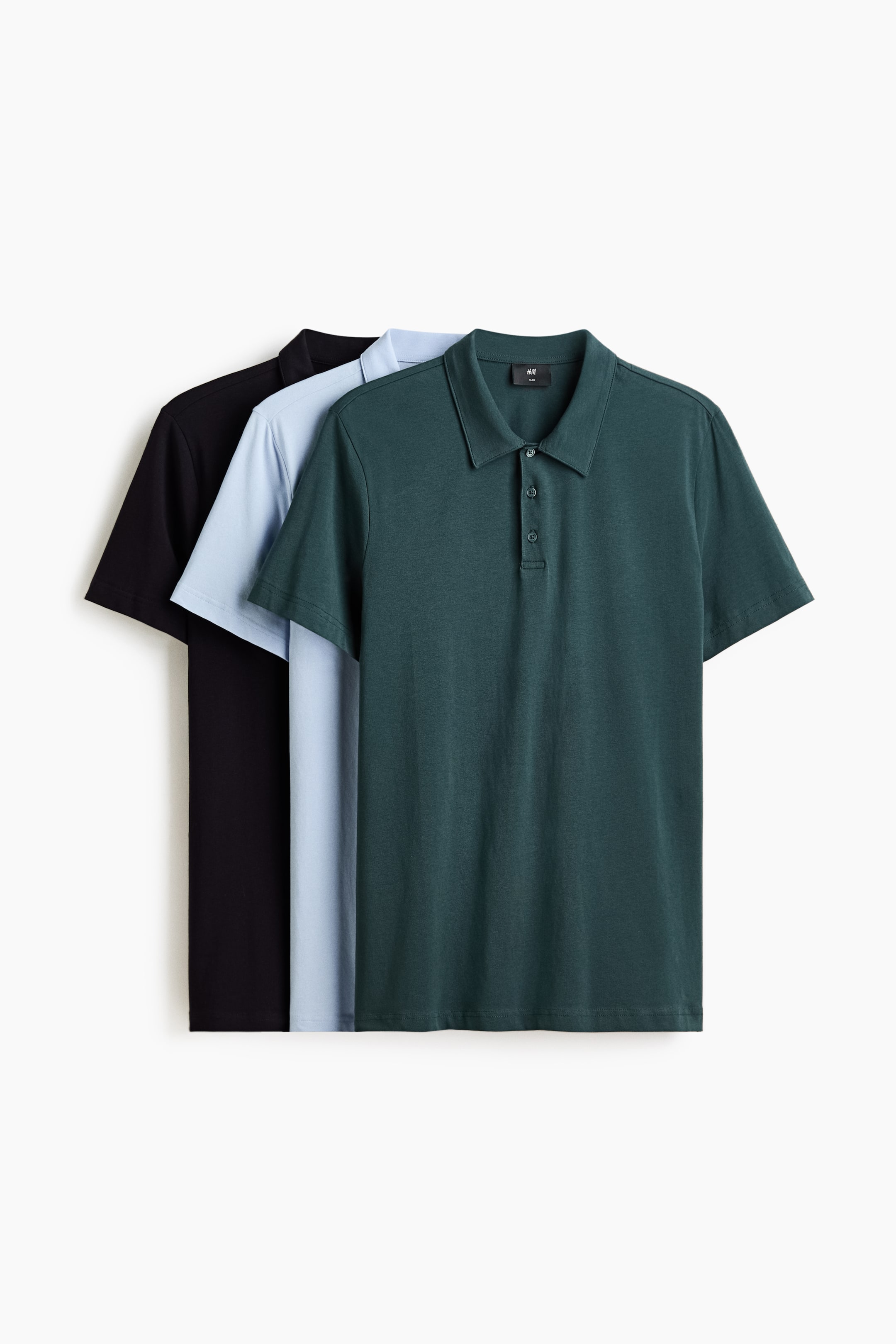 View larger image: 3-pack Slim Fit Polo shirt - Teal - Men | H&M SG 1
