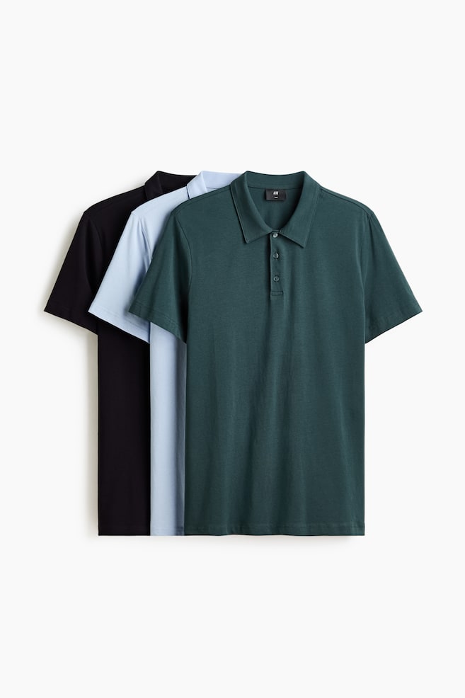 3er-Pack Poloshirts in Slim Fit - Blaugrün/Weiss/Dunkelgrau/Schwarz/Khakigrün/Grau/Mattblau - 1