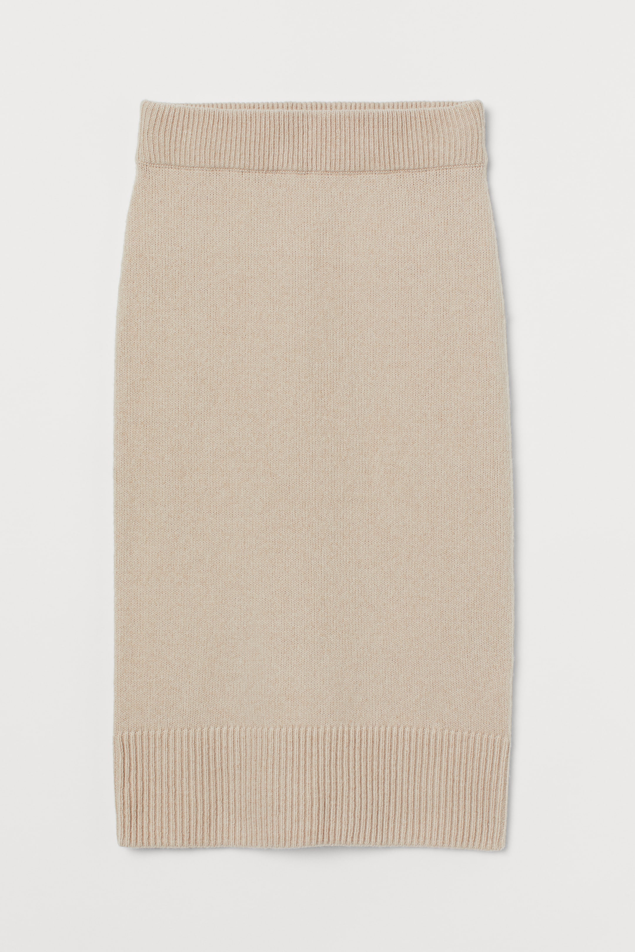 Knitted skirt - High waist - Midi - Light beige - Ladies | H&M GB