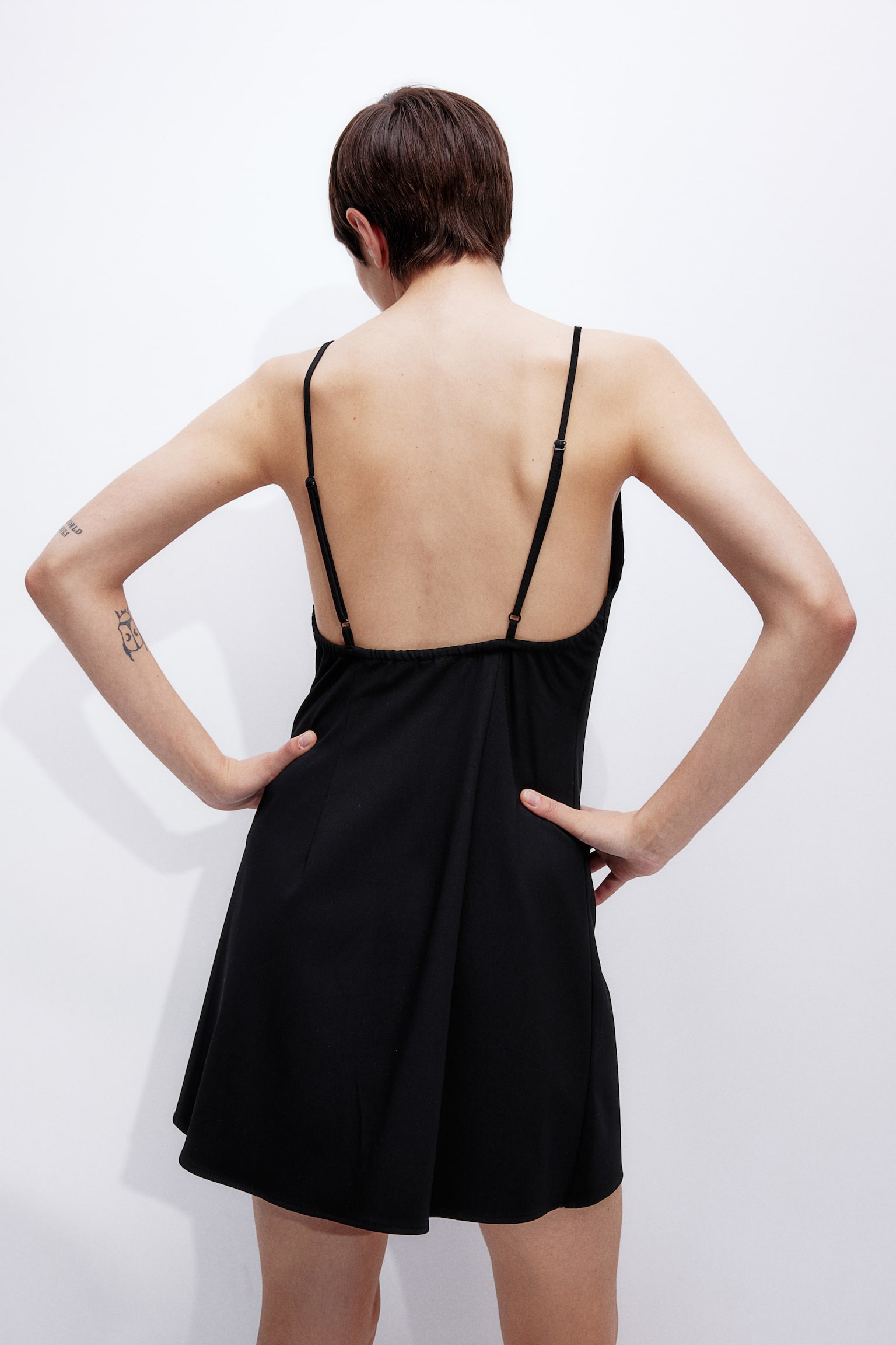 Low-back strappy dress - Black/Grey marl - 5