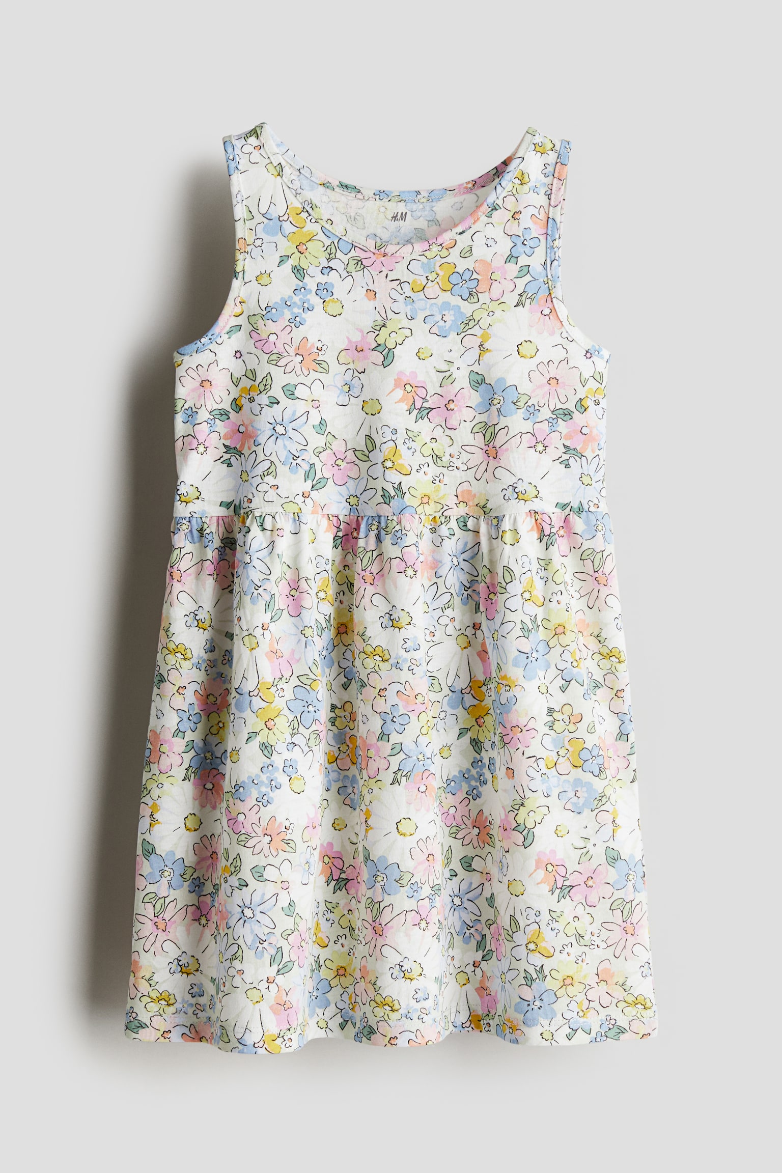 Pattern Cotton Dress - White/Floral/White/Ice creams/White/Floral/Pink/Floral/White/Hearts/White/Butterflies/Light pink/Pattern/Powder pink/Bunnies/Light pink/Gradient/Pink/Lemons/Light blue/Cherries/Black/Unicorns/Light purple/Unicorns/Pink/Stripe/White/Spot/White/Hearts/Pink/Unicorns/Light purple/Butterflies/Light beige/Floral/Light blue/Dogs/Dark grey/Bows - 1