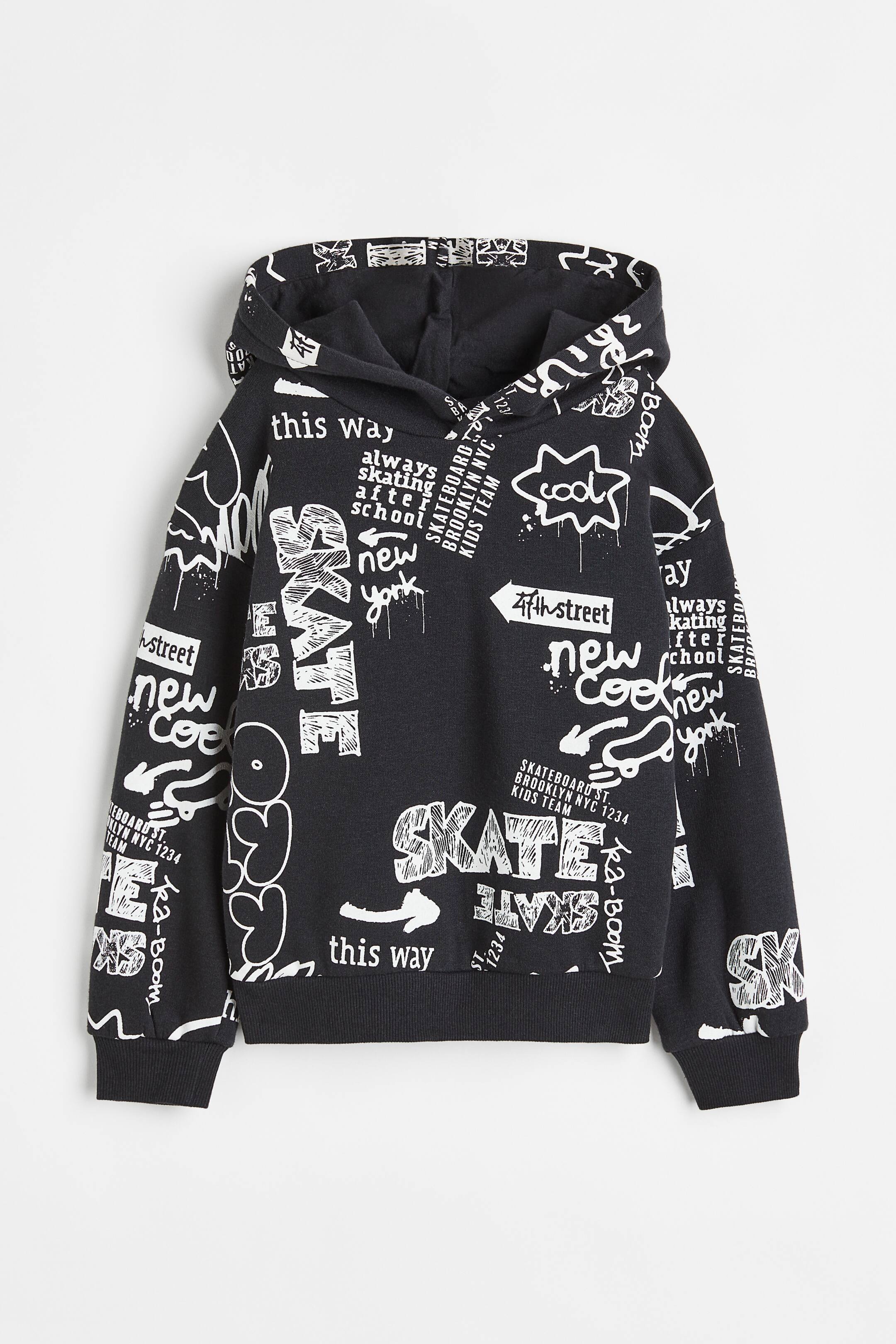 이미지 확대 보기: 프린트 후드티 - 블랙/그래피티 - Kids | H&M KR 1