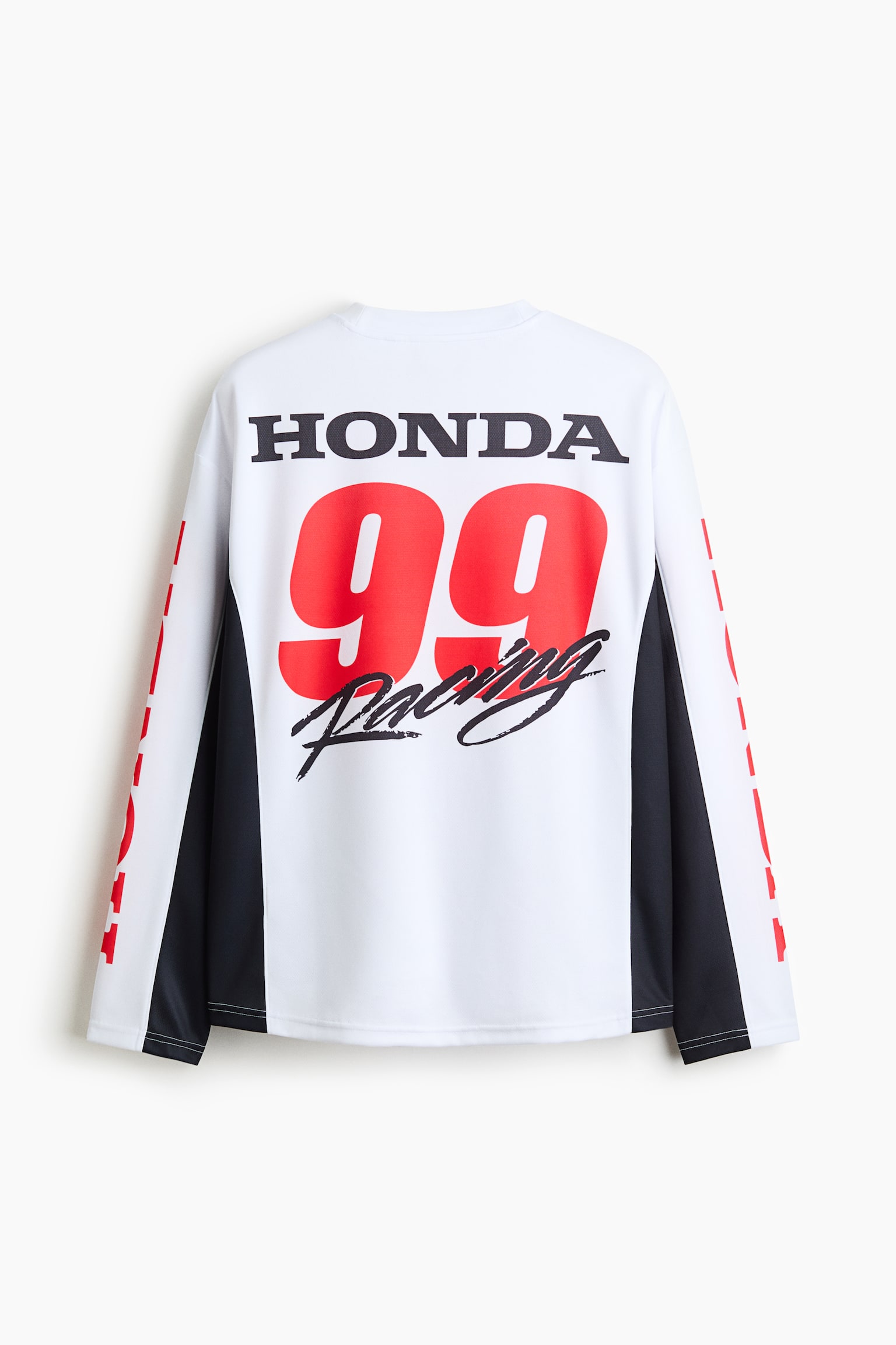 חולצת רשת עם שרוולים ארוכים Oversized Fit - לבן/Honda - 8