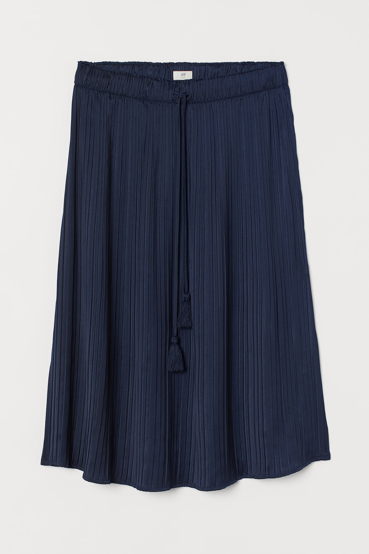 Pleated satin skirt - High waist - Midi - Dark blue - Ladies | H&M GB