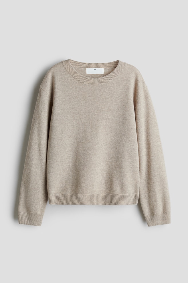 Pull en cachemire mélangé - Beige clair/Gris foncé - 1