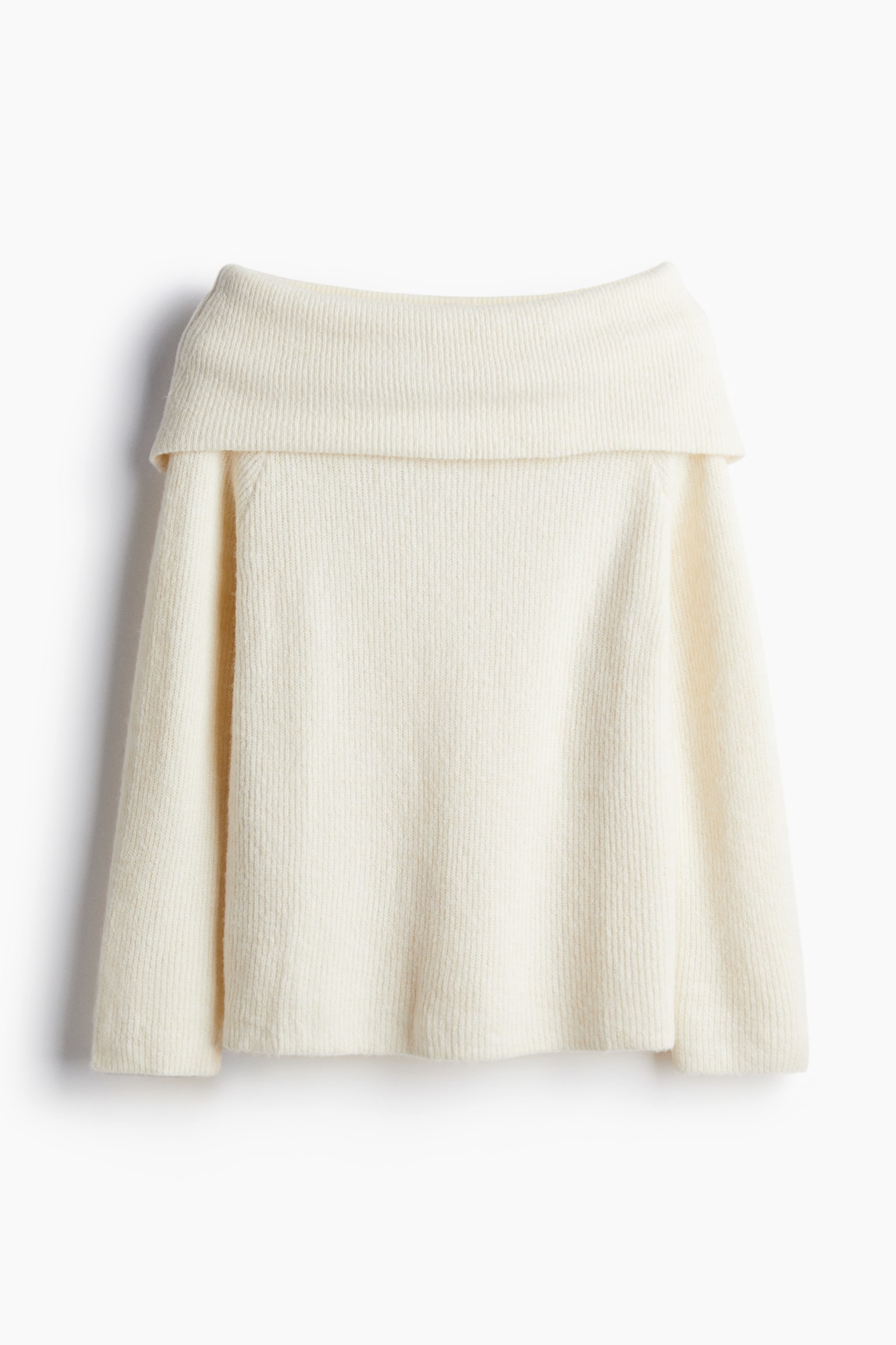 Rib-knit off-the-shoulder jumper - Cream/Black/Striped/Dark grey marl - 2