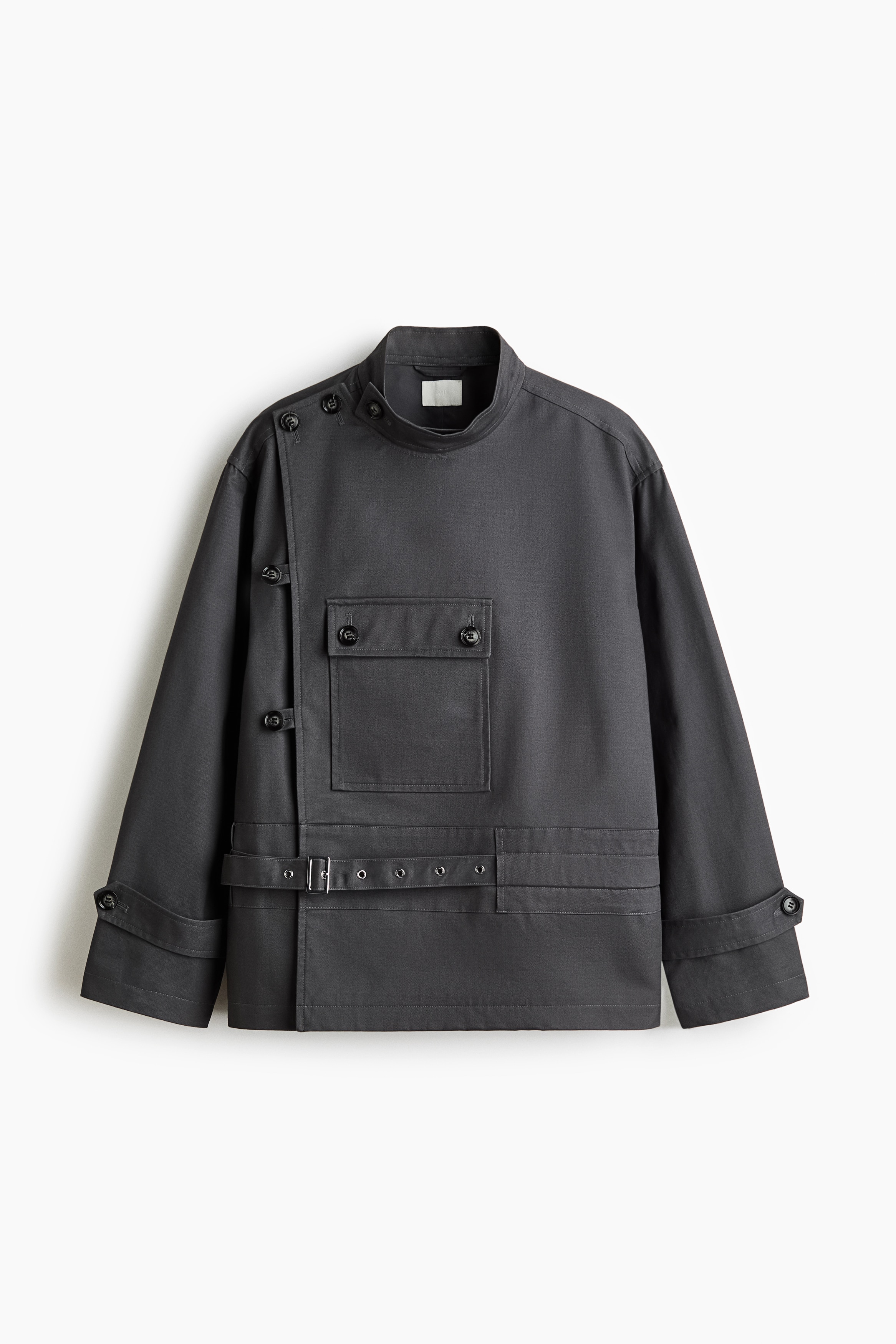 코튼 랩스타일 재킷 - 다크 그레이