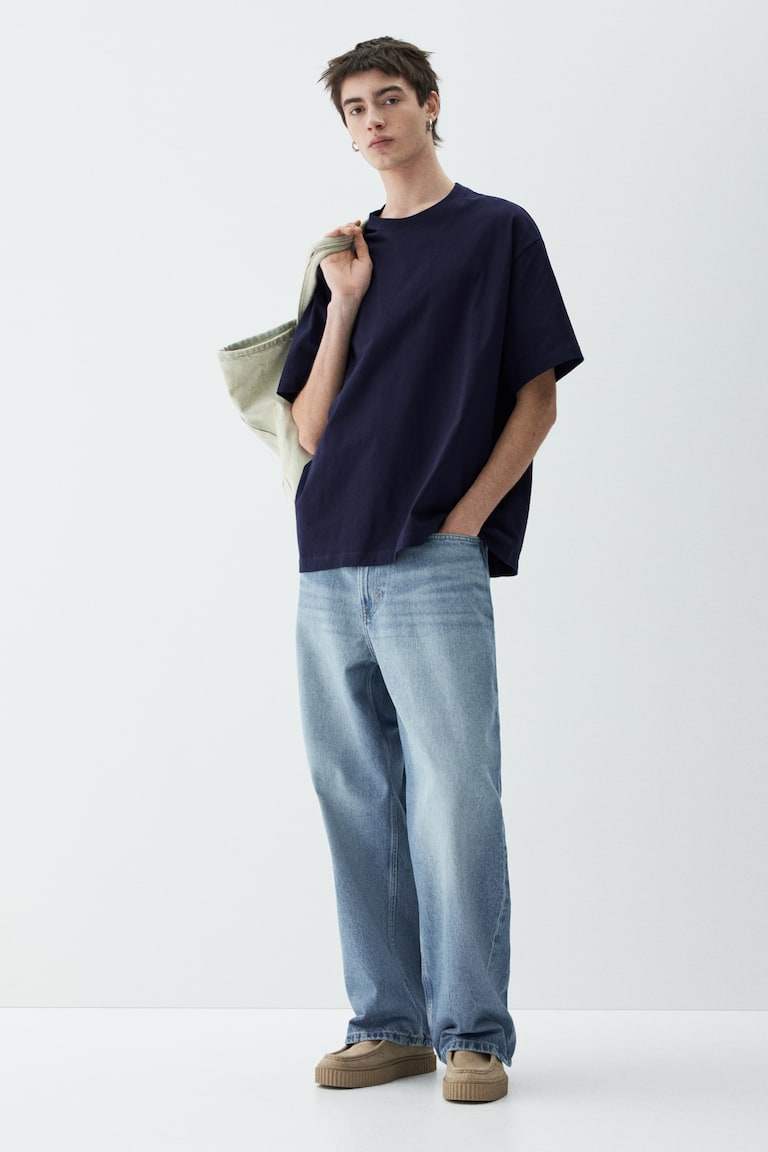 Loose Fit T-shirt Navy blue Men H&M IN