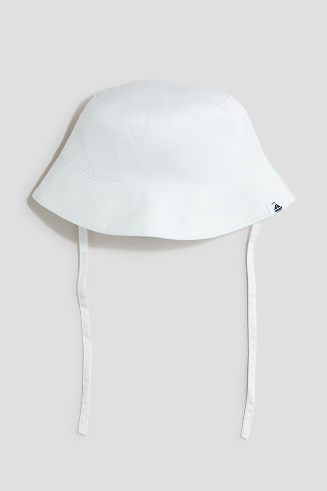 Cotton Bucket Hat - White/Beige/Navy blue - 1