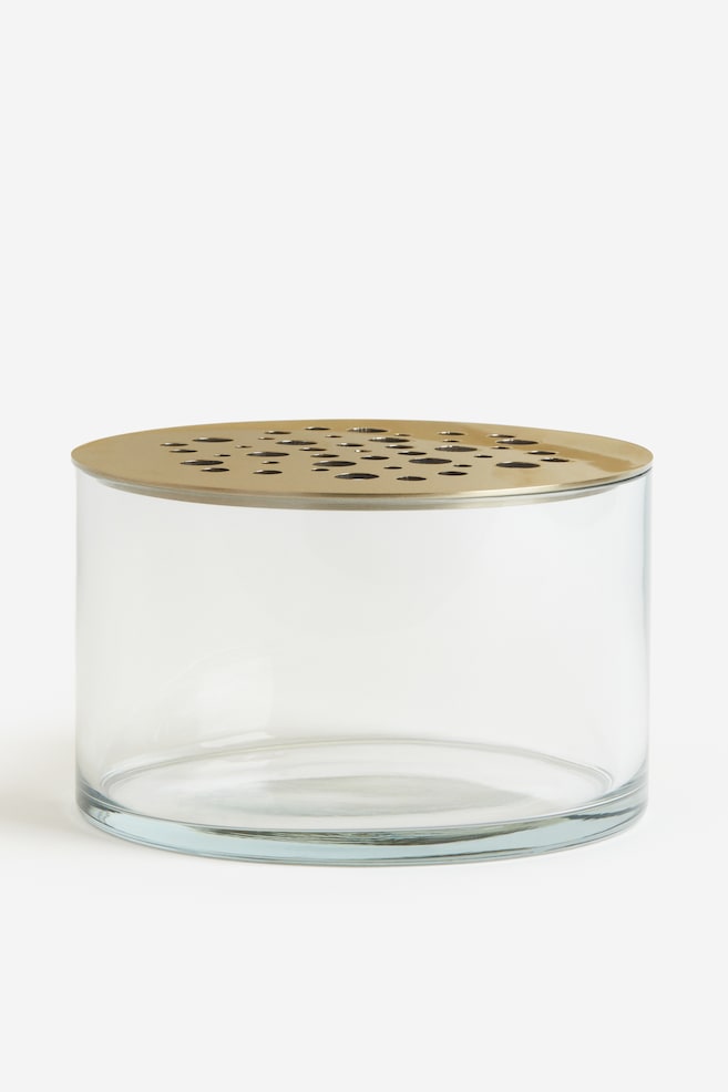 Glass ikebana vase - Clear glass/Gold-coloured/Clear glass/Black - 1