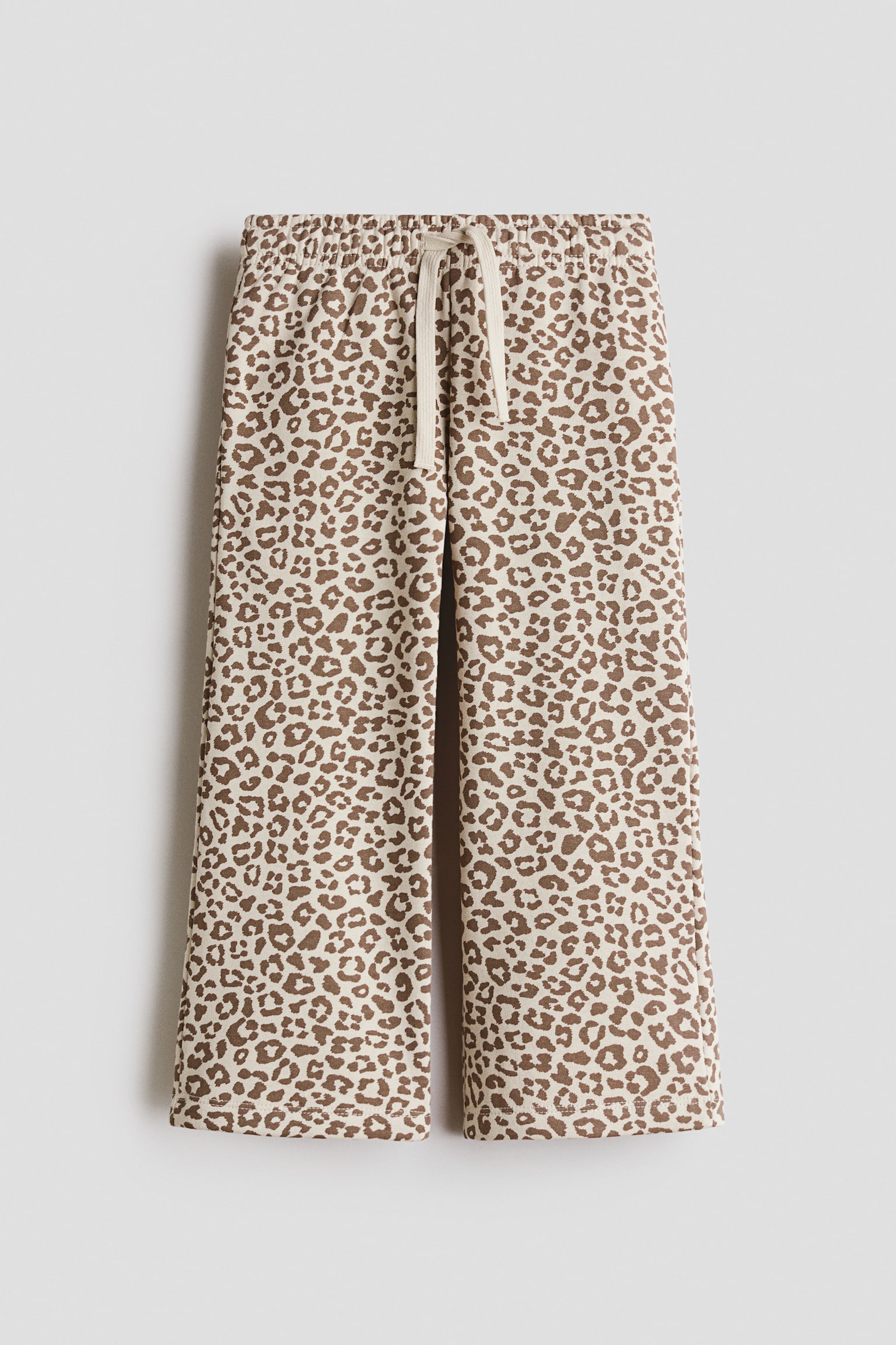 Pantalon jogger large avec intérieur brossé - Beige/imprimé léopard