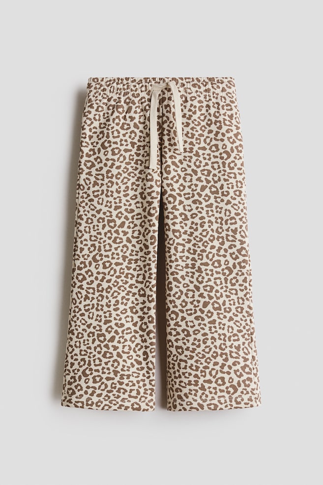 Wide-Leg Brushed-Inside Joggers - Beige/leopard print/Light purple - 1