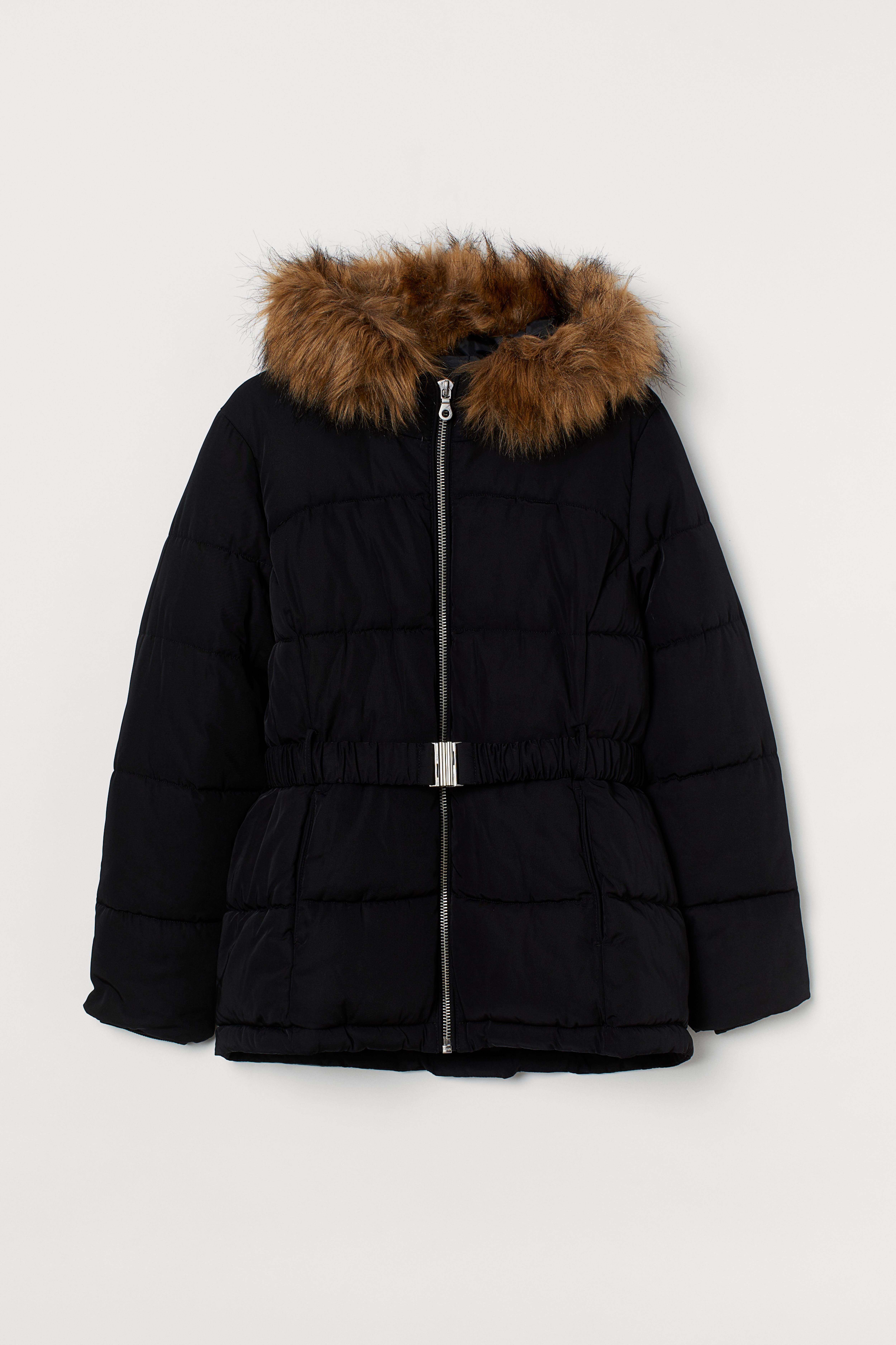 Black fashion fitted padded coat