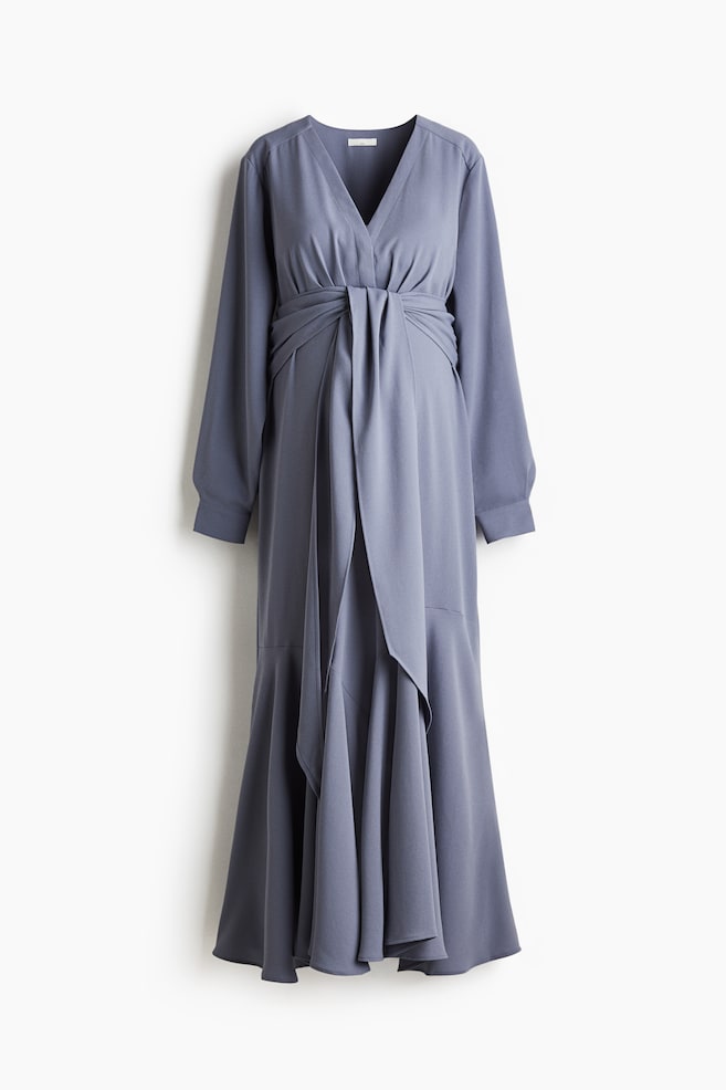 MAMA Robe en crêpe avec ceinture à nouer - Bleu ancien/Bordeaux - 1