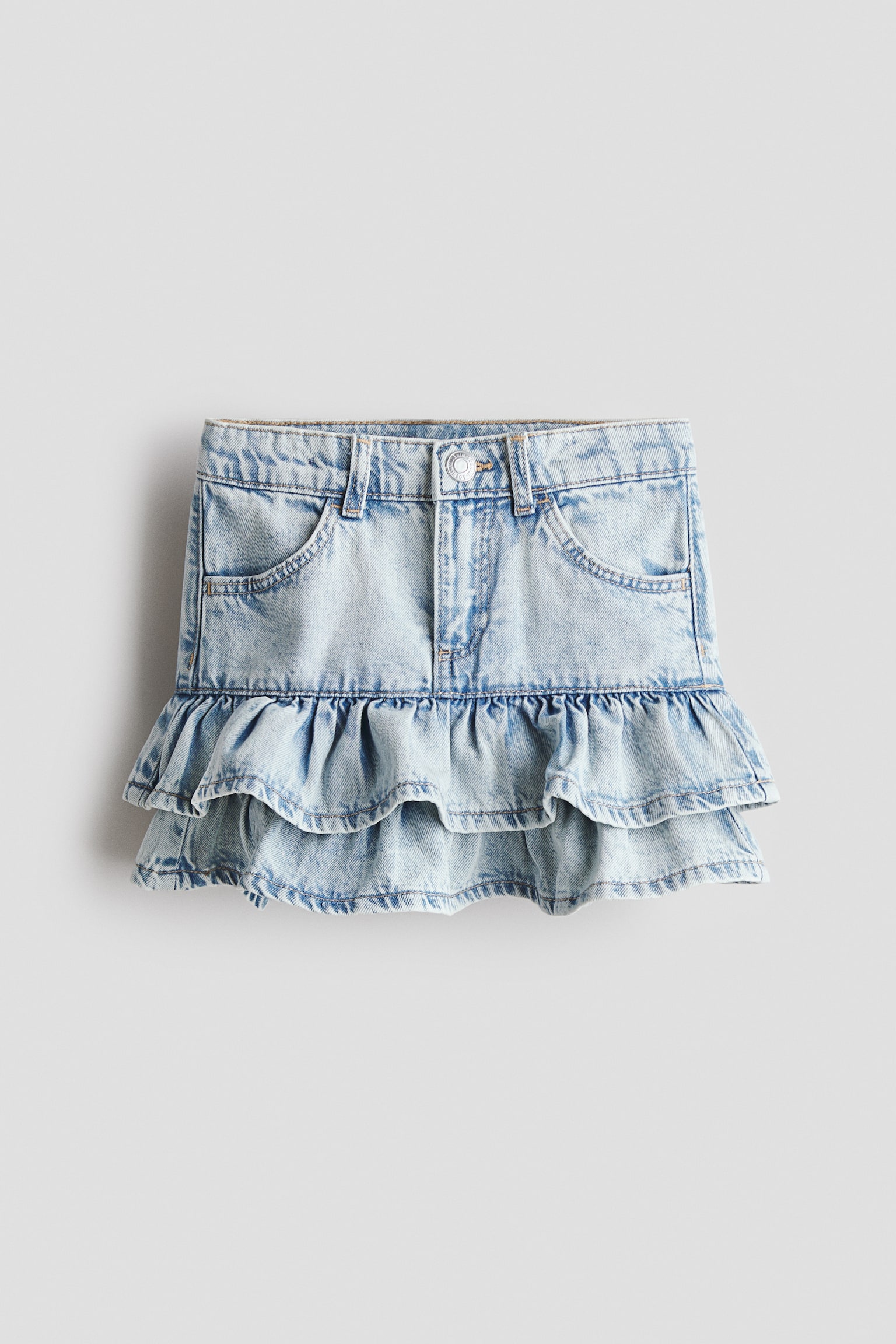 Denim Ruffle Skirt - Pale denim blue