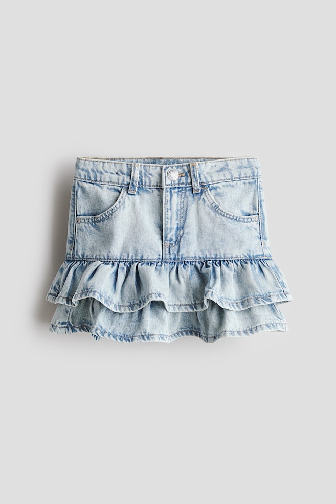 Jeansrock mit Volants - Blasses Denimblau/Denimblau/Ausgewaschenes Denimschwarz - 1