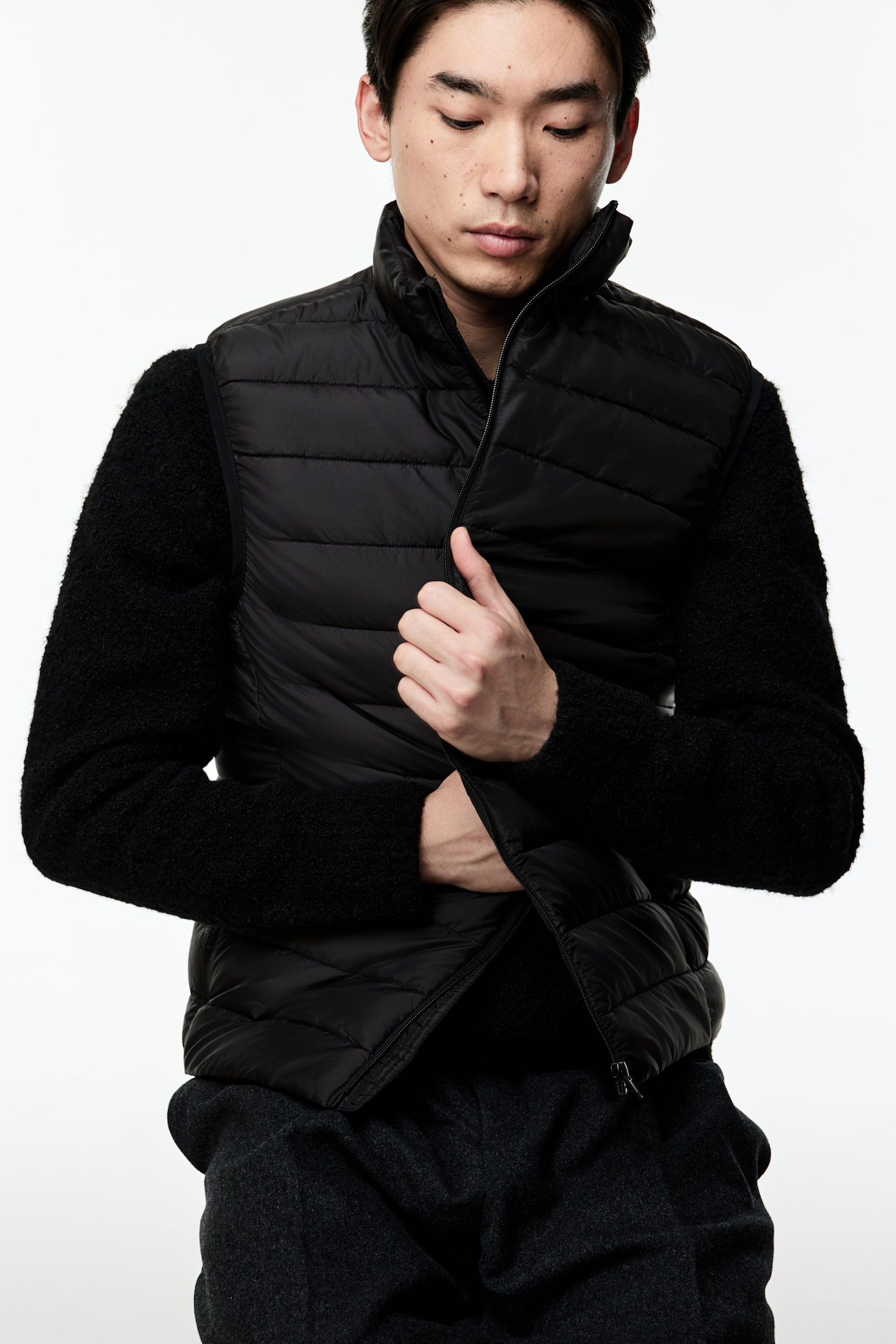 Slim Fit Lightweight puffer gilet - Black/Navy blue - 7