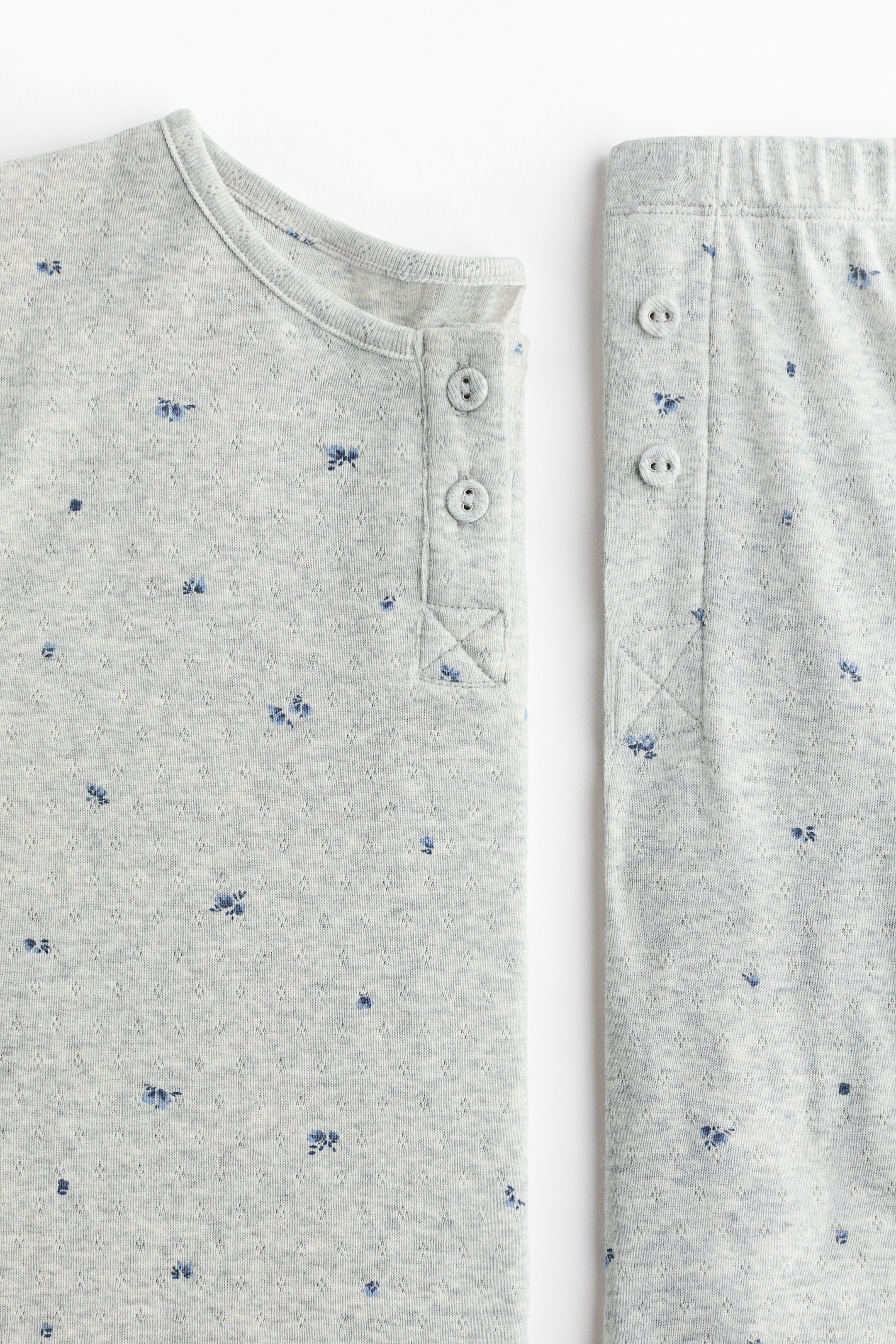 이미지 확대 보기: 포인텔 니트 파자마 - 라이트 그레이 멜란지/플로럴 - 여성 | H&M KR 6