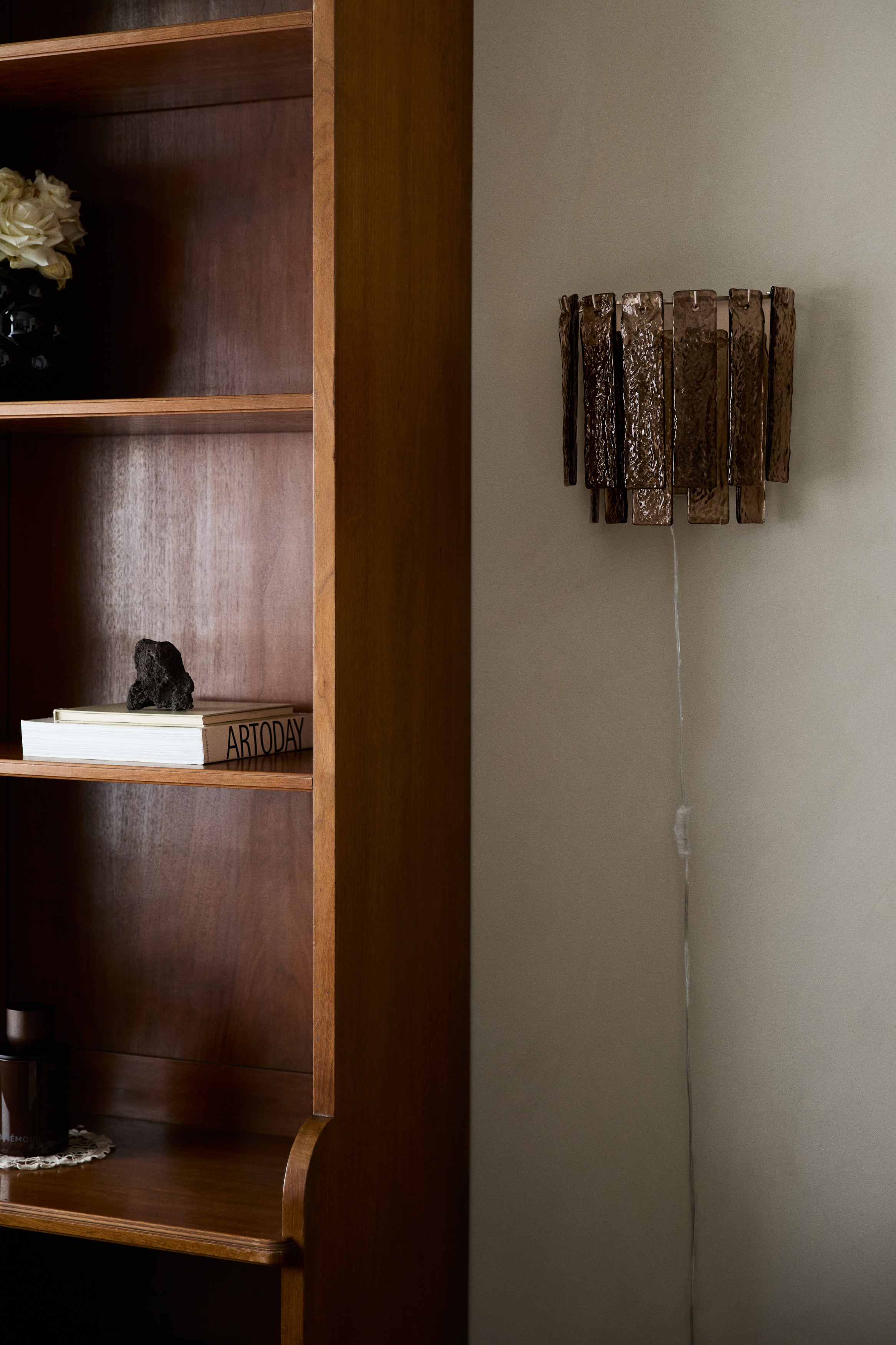 Метална лампа за стена със стъклени призми - Кафяв/Сребрист