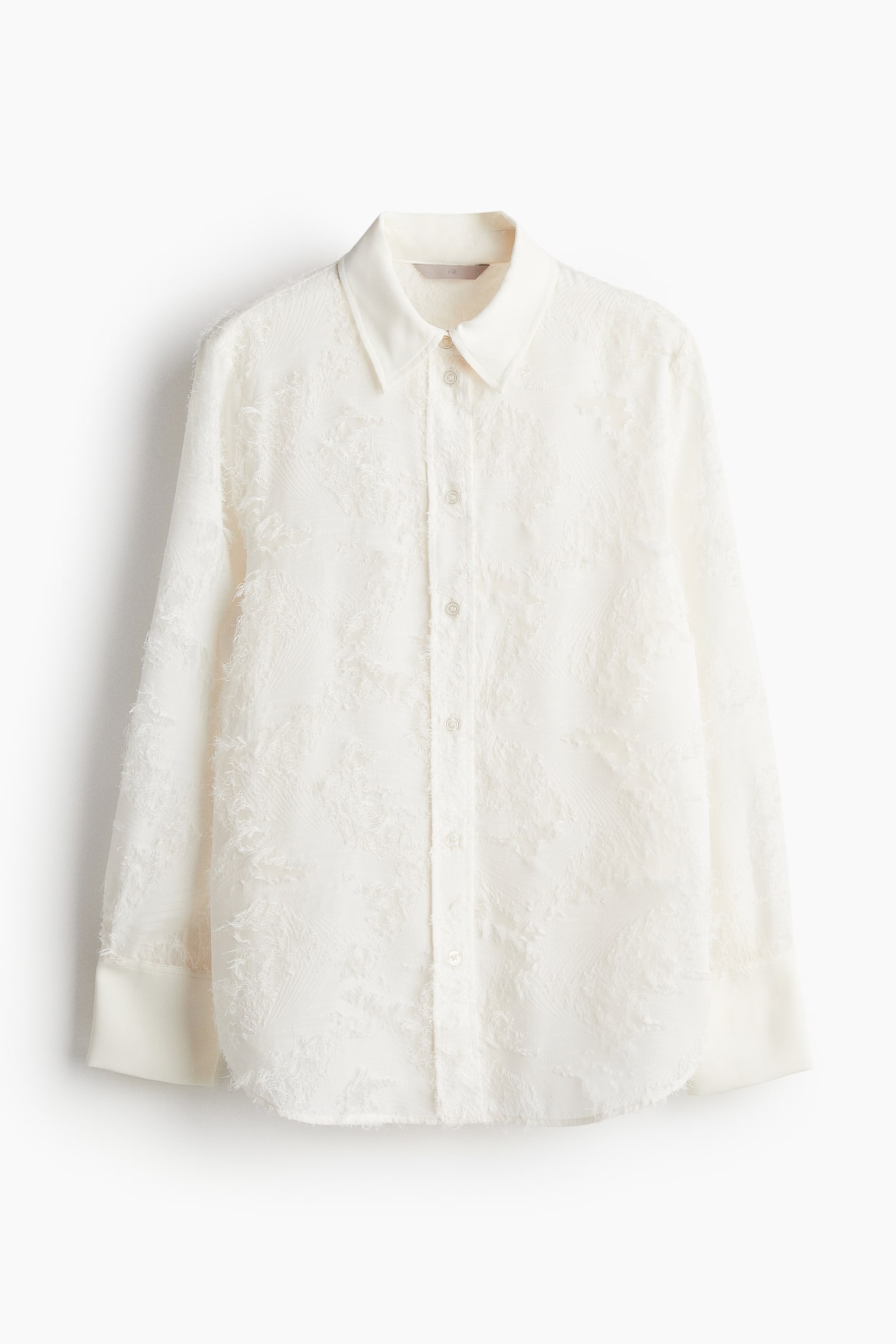 Textured-weave shirt - Cream/Black/Pigeon blue - 2