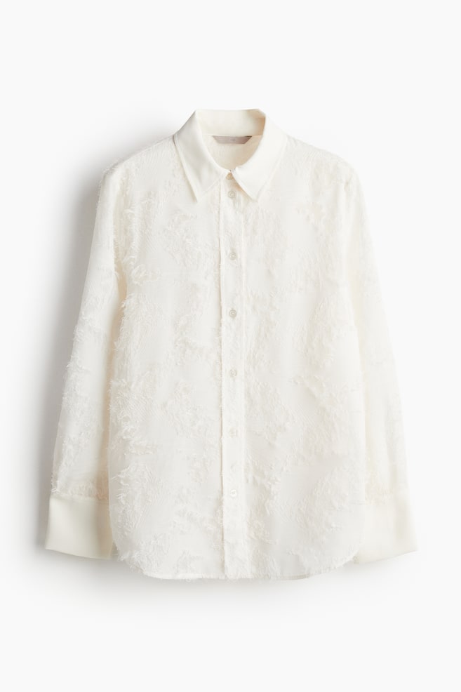 Textured-weave shirt - Cream/Black/Pigeon blue - 1