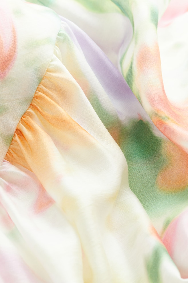 Lyocell-blend one-shoulder dress - Cream/Floral/White/Black striped - 6