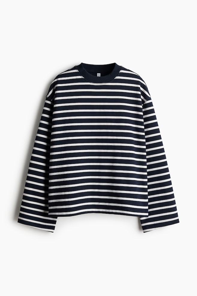Oversized sweatshirt - Dark blue/Striped - 1
